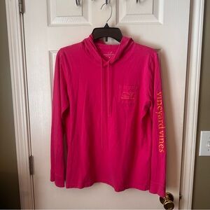 Vineyard Vines Pink Pullover Hoodie M 100% Cotton Whale Logo Women's